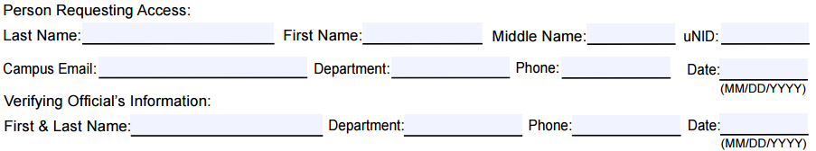 personal information fields on form